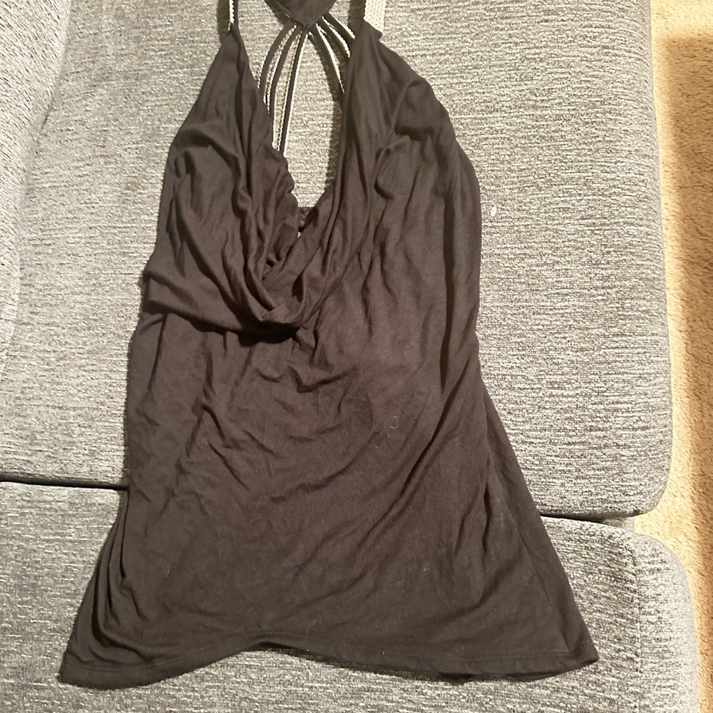 Sky Black Top with Rhinestone Detail